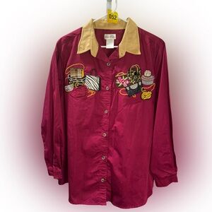 Bobbie Brooks size 14/16 button down embroidered blouse
